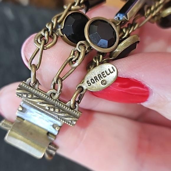 Vintage 1980 Sorrelli choker necklace and bracelet, signed brass base - Picture 5 of 12